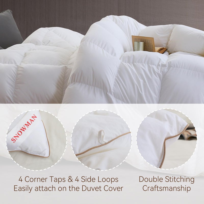 SNOWMAN Premium Down Comforter King Size, Luxurious All Season Duvet Insert with Cotton Blended Fabric, 3D Baffle Box Design Hotel Bedding Comforter (White,106"x90") - Image 5